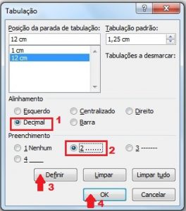Usando tabulação no Word